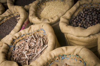 High angle view of candies in market