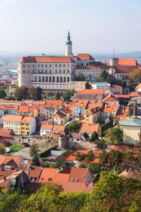 High angle view of townscape against sky