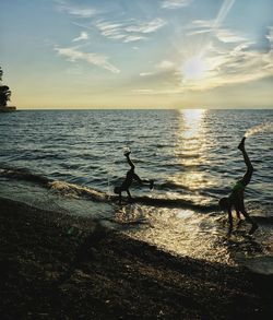 Scenic view of sea at sunset