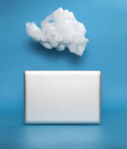 Conceptual white cloud and blank rectangle 