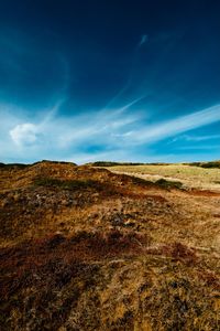 Scenic view of landscape against blue sky