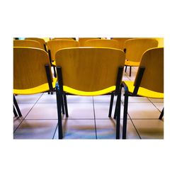 Chairs arranged on tiled floor