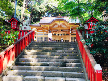 Low angle view of staircase by building