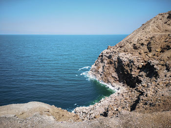 Scenic view of sea against clear sky