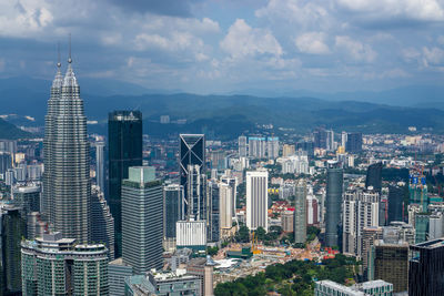 Aerial view of buildings in city