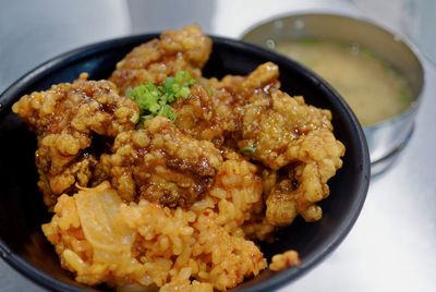 High angle view of food in plate