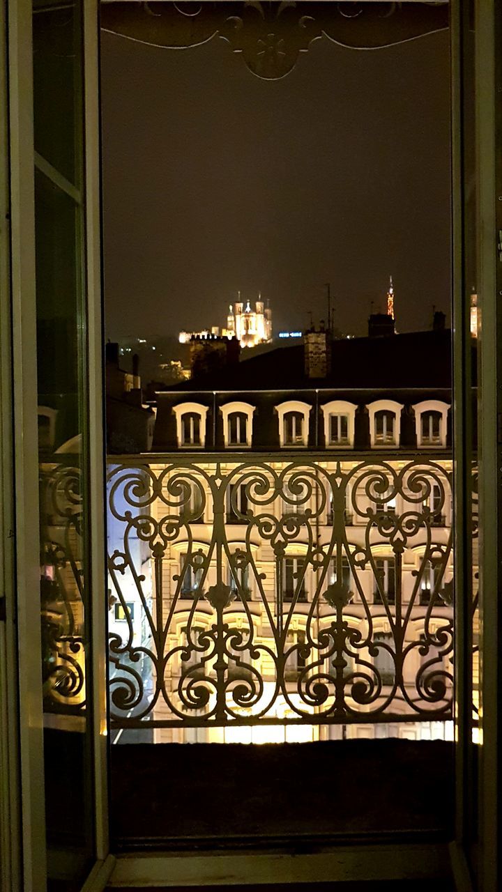 window, illuminated, indoors, no people, night, architecture