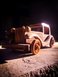 Close-up of a car on the road at night