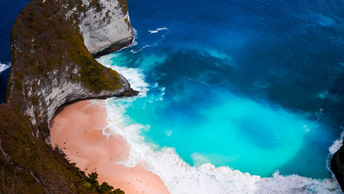 High angle view of rocks on beach