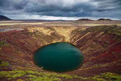 Scenic view of lake against sky