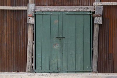 Closed door of old building