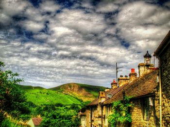 View of landscape against cloudy sky