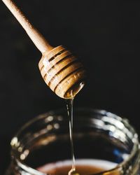 Close-up of coffee beans in glass