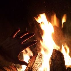 Close-up of bonfire at night