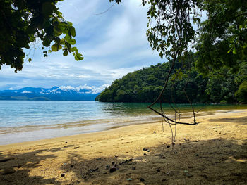 Scenic view of beach against sky