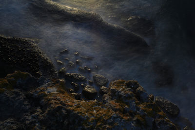 Aerial view of sea and rock