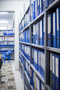 Row of books in library