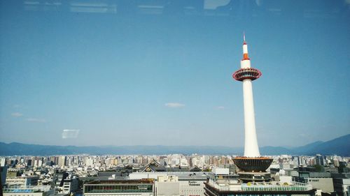 Communications tower in city