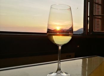 Close-up of beer in glass on table