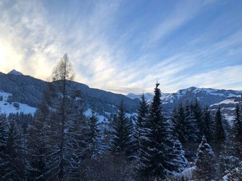 Snow covered landscape against sky