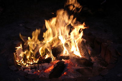 Close-up of bonfire at night