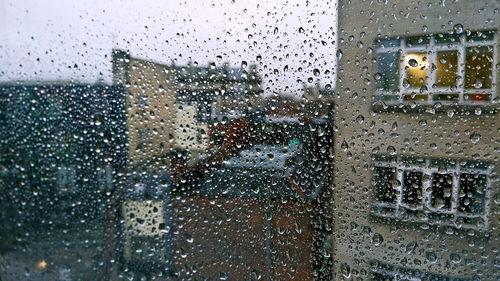 Close-up of water drops on glass