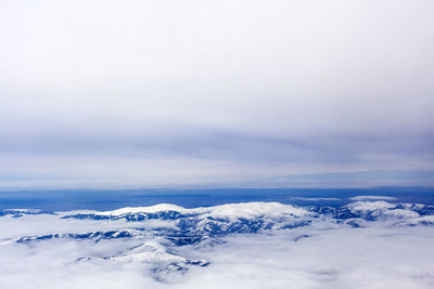 Scenic view of snow covered landscape against sky