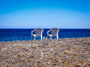 View of beach against clear sky