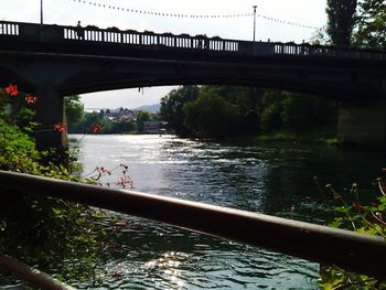 Bridge over river against sky