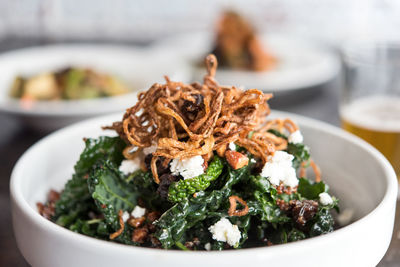 Close-up of kale salad