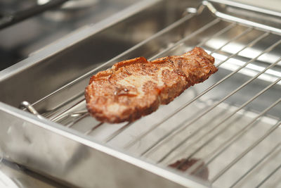 Meat steak cooked on an electric grill. high quality photo