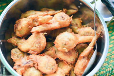 High angle view of food in bowl