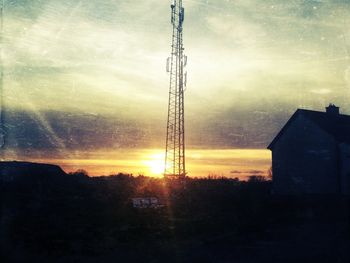 Electricity pylons on sunset