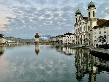 Reflection of buildings in water