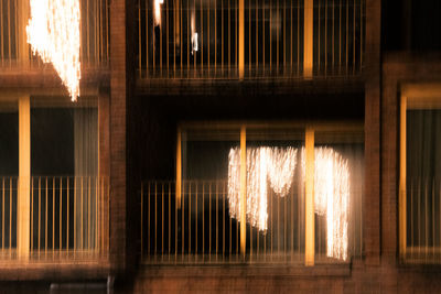 Illuminated lights in building at night