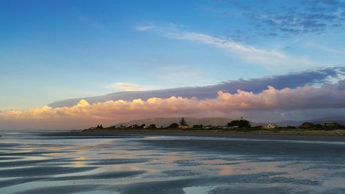 Scenic view of sea at sunset