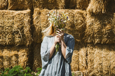 Woman standing in farm