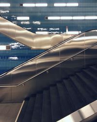 Low angle view of escalator in building