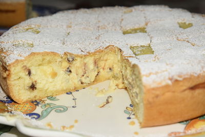 High angle view of cake in plate