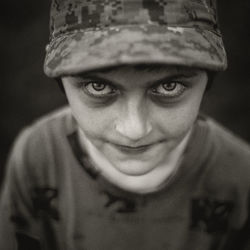 Close-up portrait of smiling young man