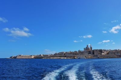 View of sea against blue sky