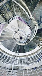 High angle view of spiral staircase