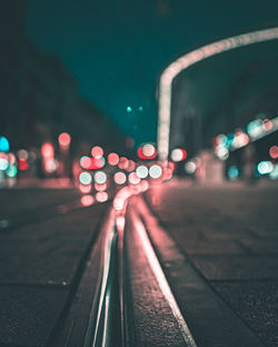 Illuminated street lights at night