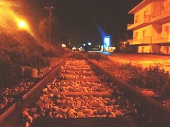 Railroad track at night