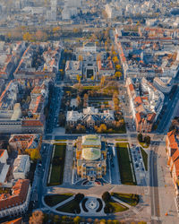 High angle view of buildings in city