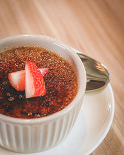 Close-up of dessert in bowl on table