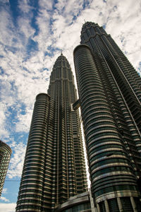 Low angle view of modern buildings against sky