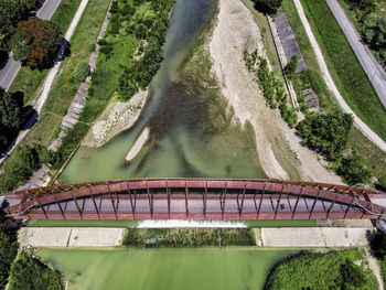 High angle view of bridge over river