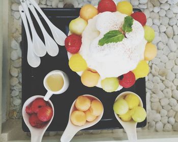 Directly above shot of fruits in plate