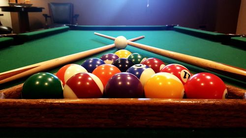 Close-up of pool table